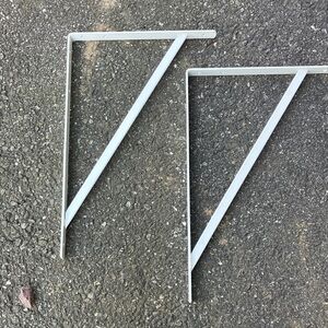 2 Heavy Duty White Metal Wall Shelf Brackets 19.5” x 13”.
